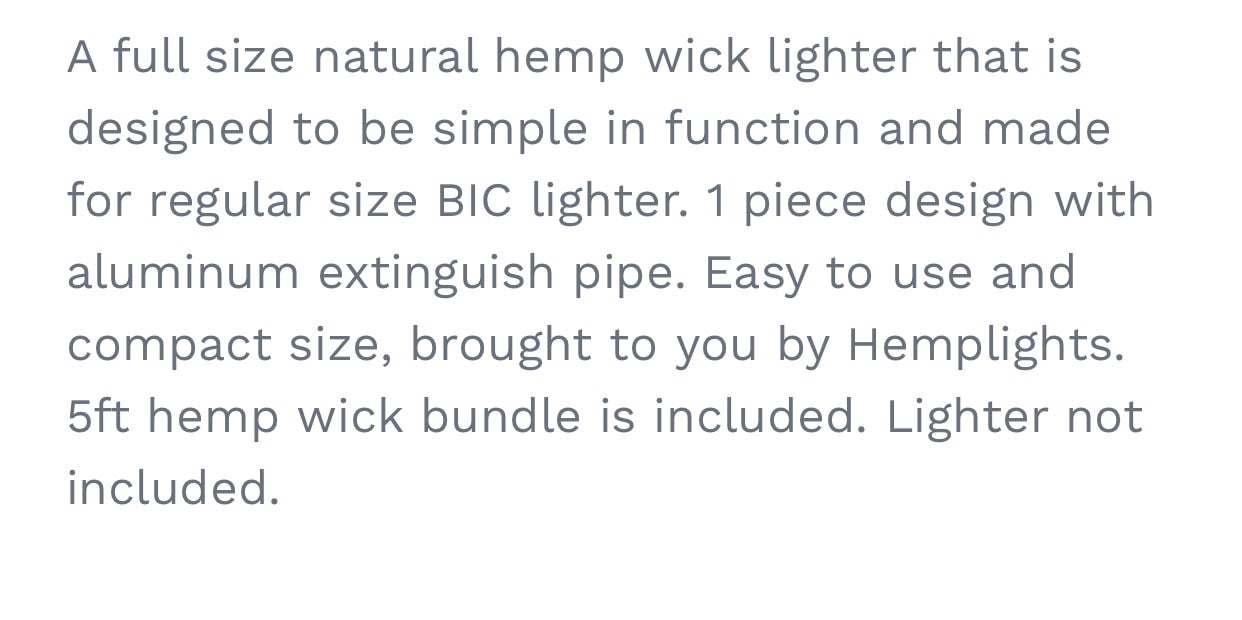 Hemplight Hemp Wick Bic Lighter Holder