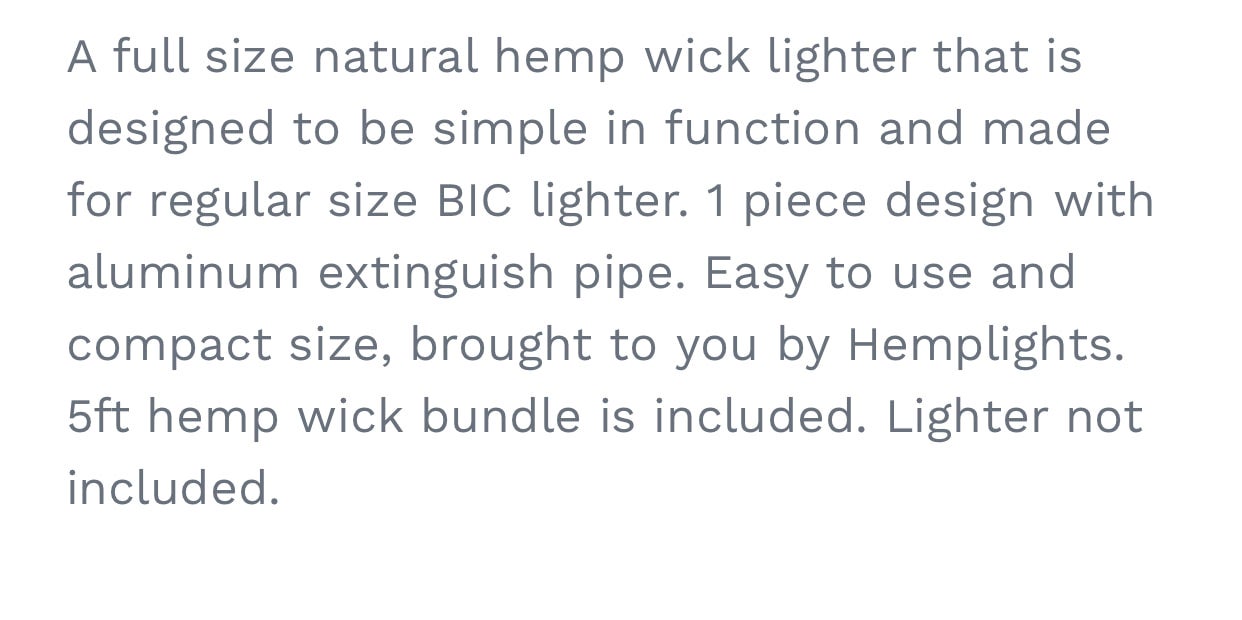 Hemp Wick Bic 